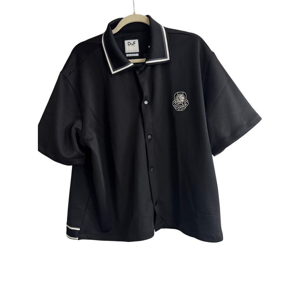 D& F Ricky Singh Relaxed Fit Black Shirt Men L Snap Front Los Angeles NWT